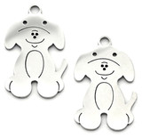 2pc 18x11mm Stainless Steel Laser-Cut Puppy Charms