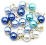 20pc 13x8mm Glass Pearl Drops w/Brass Loop, Ocean Mix