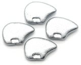 4pc 12mm Czech Pressed Glass Polar Bear Beads, Crystal w/Metallic Silver