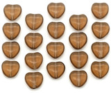 20pc 8mm Czech Pressed Glass Heart Beads, Smoked Topaz