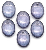 6pc 12x9mm Czech Pressed Glass Top-Drilled Flat Oval Lentil Beads, Lila Vega