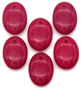 6pc 12x9mm Czech Pressed Glass Top-Drilled Flat Oval Lentil Beads, Opaque Dark Coral Red