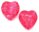 2pc 15x16mm Czech Pressed Glass Heart Beads, Alabaster/Vivid Strawberry