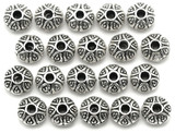 20pc 7x4mm Patterned Rondelle Spacer Beads, Antique Silver