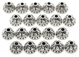 20pc 8x5mm Corrugated Flower Bead Caps, Antique Silver