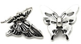 10pc 15x14mm Butterfly Button Beads, Antique Silver
