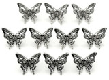 10pc 15x14mm Butterfly Button Beads, Antique Silver