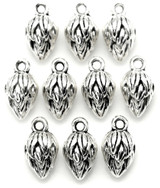 10pc 13x7mm Flower Bud Charms, Antique Silver
