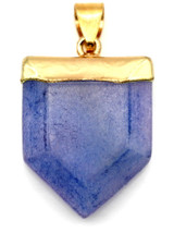 29x20mm Faceted Quartz (Dyed) Point Pendant, Blue/Gold (See Photos for Variation)