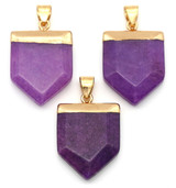29x20mm Faceted Quartz (Dyed) Point Pendant, Violet/Gold
