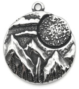 27x23mm Stainless Steel (Hypoallergenic) Mountain Scene Pendant