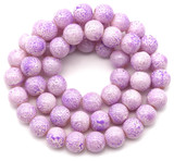 Approx. 15" Strand 8mm Enameled Glass Round Beads, Orchid Purple & White (See Photos for Variation)