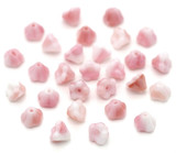 Approx. 5-Gram Bag of 6x4mm Czech Pressed Glass Baby Bell Flower Beads, Opaque Pink-White Swirl