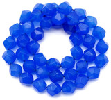 Approx. 14" Strand 8x7mm Royal Blue Chalcedony (Dyed) English-Cut Faceted Round Beads