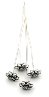 4pc Approx. 54x10mm 20-Gauge Rhinestone Flower Headpins, Antique Silver