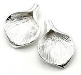 2pc 17x12mm Brass Curled Leaf Charm Bead, Silver