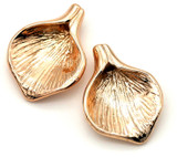 2pc 17x12mm Brass Curled Leaf Charm Bead, Rose Gold