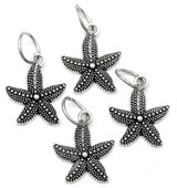 4pc 22x18mm Starfish Charms, Antique Silver