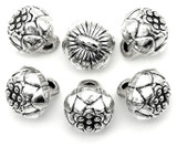 6pc 9x8mm Lotus Blossom Drops, Antique Silver