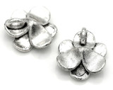 4pc 16x15mm Floral Drops, Antique Silver