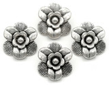 4pc 16x15mm Floral Drops, Antique Silver