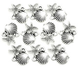 10pc 13x18mm Scallop Shell & Starfish Links, Antique Silver