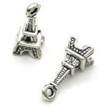 10pc 17x7mm 3-D Eiffel Tower Charms, Antique Silver