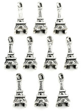 10pc 17x7mm 3-D Eiffel Tower Charms, Antique Silver