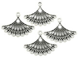 4pc 36x28mm Fan Chandelier Links, Antique Silver