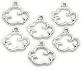6pc 15x13mm Open Cloud Charms, Antique Silver