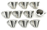 10pc 11x7mm Espresso Cup Charms, Antique Silver