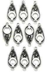 10pc 21x9mm Fancy Teardrop Links, Antique Silver