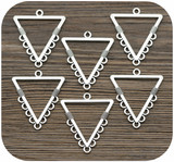 6pc 31x28mm Triangle Chandelier Links, Antique Silver