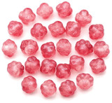 5-Gram Bag (About 24pc) 6mm Czech Pressed Glass Bumpy Spacer Beads, Crystal w/Deep Pink Shimmer Coat
