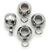 4pc 9x6x4mm Stainless Steel Rondelle Tube Bail Beads