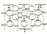 10 Sets 17x12mm (19mm Bar) Round Toggle Clasps, Antique Silver