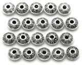 20pc 6x3mm Fancy Rondelle Spacer Bead, Antique Silver