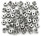 50pc 4mm Cube Floral Spacer Beads, Antique Silver