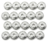 20pc 8x3mm Dotted Saucer Spacer Beads, Antique Silver