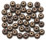 40pc 4.5x2.5mm Corrugated Rondelle Spacer Beads, Mixed Light & Dark Antique Copper