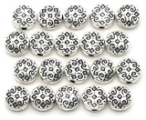 20pc 7mm Patterned Coin Spacer Beads, Antique Silver
