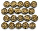 20pc 7mm Patterned Coin Spacer Beads, Antique Bronze
