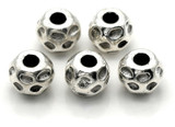 5pc 9x8mm Hammered-Style Round Spacer Beads, Antique Silver