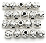 20pc 5mm Dimpled Round Spacer Beads, Antique Silver