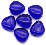 6pc 12x11mm Czech Pressed Glass Chunky Triangle Beads, Cobalt