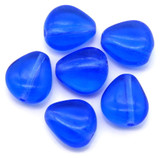 6pc 12x11mm Czech Pressed Glass Chunky Triangle Beads, Sapphire
