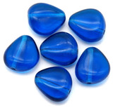 6pc 12x11mm Czech Pressed Glass Chunky Triangle Beads, Capri Blue
