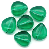 6pc 12x11mm Czech Pressed Glass Chunky Triangle Beads, Transparent Emerald