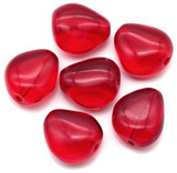 6pc 12x11mm Czech Pressed Glass Chunky Triangle Beads, Ruby Red