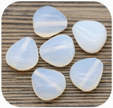 6pc 12x11mm Czech Pressed Glass Chunky Triangle Beads, White Opal